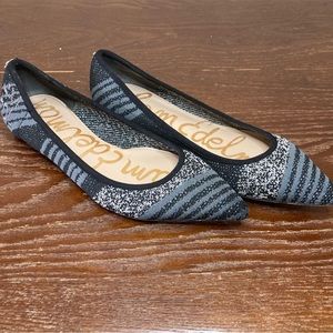 Sam Edelman Black and Grey Flats Gray Patterned Pointed Toe Solid Ballet Flat